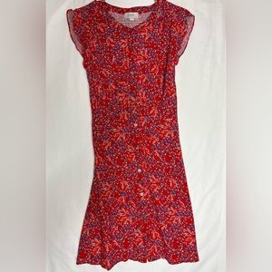 Loft Floral Red Dress Size 10